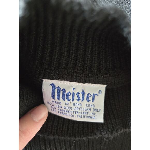 Meister Black Classic New Wool Vintage High Neck Knit Ski Sweater Women's Medium - Picture 2 of 10